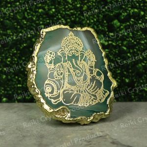 Crystal Stone Ganesha Agate Sileces & Coaster for Table Decoration.