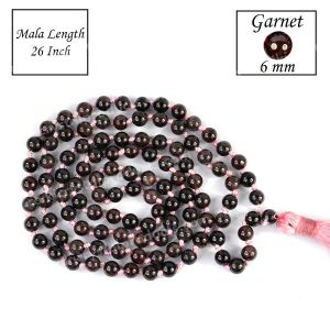 Garnet 6 mm 108 Round Bead Mala