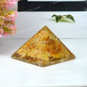 Golden Quartz Orgone / Orgonite Pyramid 50 mm