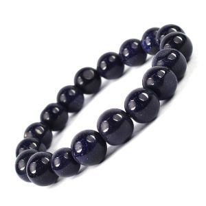Goldstone Blue 12 mm Round Bead Bracelet