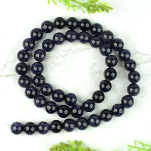 Goldstone Blue 8 mm Round Loose Beads for Jewelry Making Bracelet, Necklace / Mala