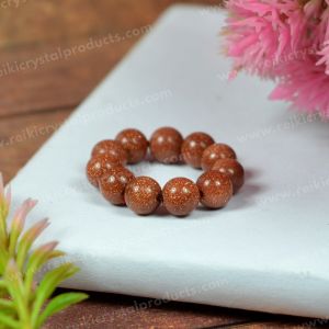 Goldstone Brown Stone Beads Ring