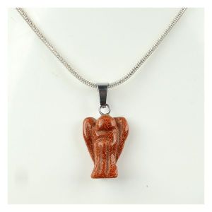 Goldstone Brown Angel Pendant With Chain