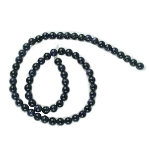 Goldstone Blue 6 mm Round Loose Beads for Jewelery Making Bracelet, Necklace / Mala