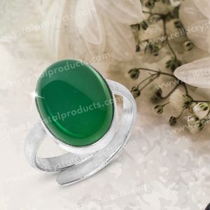 Natural Green Onyx Crystal Gemstone Adjustable Ring