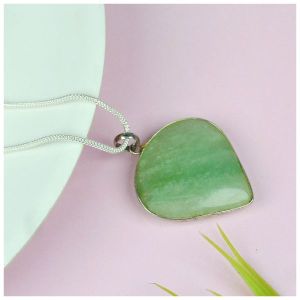 Green Aventurine Heart Shape Pendant Size 30-35 Mm With Chain