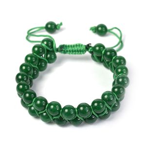 Green Aventurine Macrame Nylon Cord Adjustable Wristband Double line Stone Bracelet