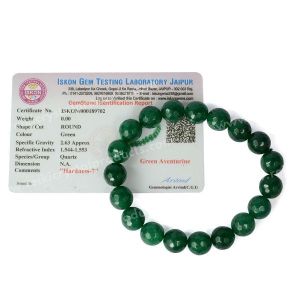 Certified Green Aventurine 10 Mm Faceted Bead Bracelet 