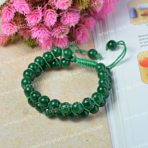 Green Aventurine Macrame Nylon Cord Adjustable Wristband Double line Stone Bracelet