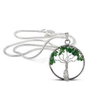 Green Aventurine Tree of Life Pendant with Chain