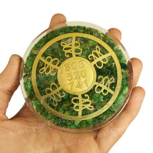 Natural Green Aventurine Orgone Zibu Symbol Engraved Coaster