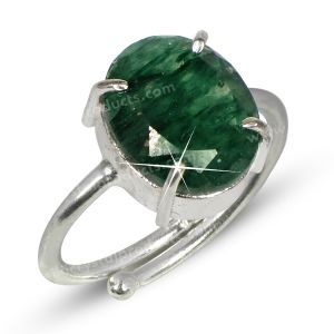  Natural Green Aventurine Crystal Gemstone Adjustable Ring (Shape : Diamond Cutting Design)