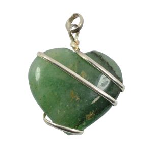 Green Aventurine Heart Wire Wrapped Pendant