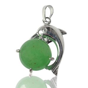 Green Jade Dolphin Shape Pendant with Chain