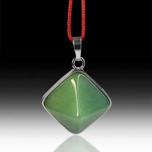 Green Jade Pyramid Shape Pendant with Chain