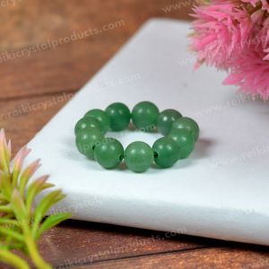 Green Jade Stone Beads Ring