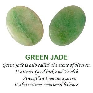 Green Jade Worry Stone Palm Stone Crystal Cabochons Oval Shape for Reiki Healing and Crystal Healing Stone Pack of 2 