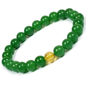 Green Jade Bracelet with Citrine Single Stone Bracelet 