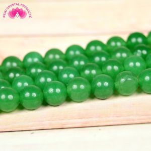 Green Jade 8 mm Round Loose Beads for Jewelery Making Bracelet, Necklace / Mala