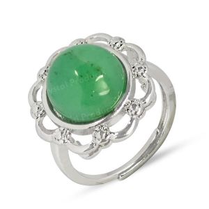 AAA Green Jade Gemstone Adjustable Ring for Unisex