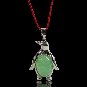 Green jade Penguin Shape Pendant with Chain
