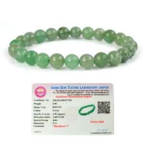 Certified Green Jade 8 mm Round Bead Bracelet 