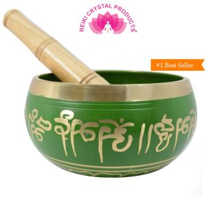 Green Singing Bowl 5 Inch with Wooden Stick