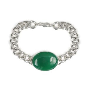 Natural Green Onyx Gemstone Oval Shape Bracelet For Boys