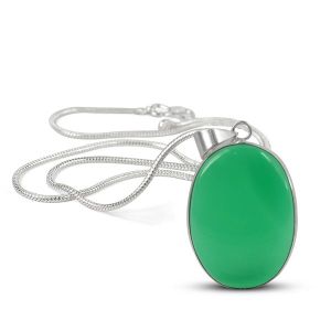 AAA Quality Green Onyx Oval Pendant With Chain