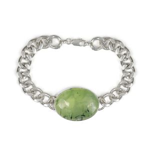 Natural Green Rutile Gemstone Oval Shape Bracelet For Boys