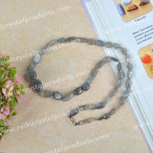 Natural Crystal Stone Grey Moonstone Necklace for Women