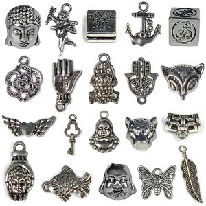Metal Hanging Charm and Pendants - 20 Pieces (Color : Silver)