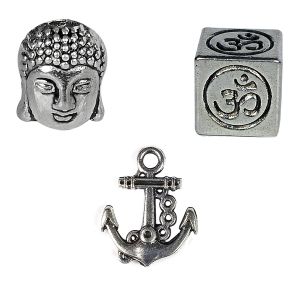 Metal Hanging Charm and Pendants - 3 Pieces (Color : Silver)