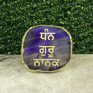 Crystal Stone Agate Gurunanak Sileces & Coaster for Table Decoration
