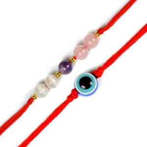 Rakhi for Happiness with Evil Eye Band Pack of 2 Pcs