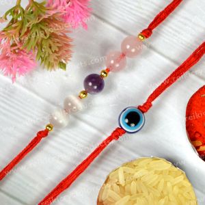 Rakhi for Happiness with Evil Eye Band Pack of 2 Pcs