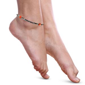 Carnelian with Hematite Single line Mix Combination Natural Crystal Stone Anklet