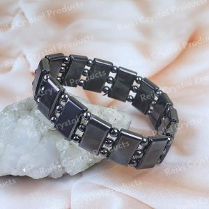 Hematite Rectangle Triple Bead Bracelet