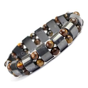 Hematite with Double Tiger Eye Beads Bracelet