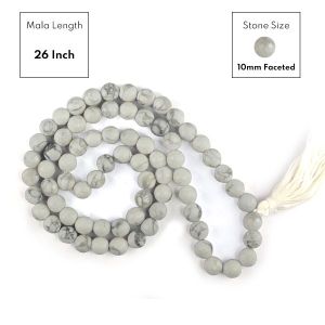 Howlite 10 mm Faceted Bead Mala