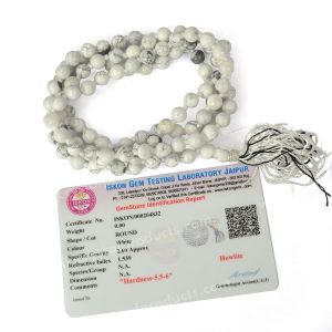 Certified Howlite 6 mm 108 Round Bead Mala with Certificate