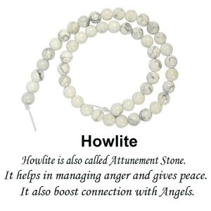 Howlite 8 mm Round Loose Beads for Jewelery Making Bracelet, Necklace / Mala