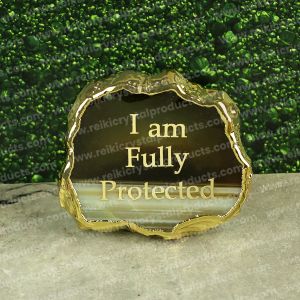 Crystal Stone Agate I am Fully Protected Sileces & Coaster for Table Decoration