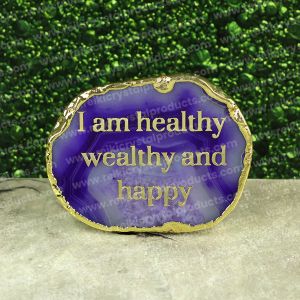 Crystal Stone Agate I am Healthy Sileces & Coaster for Table Decoration