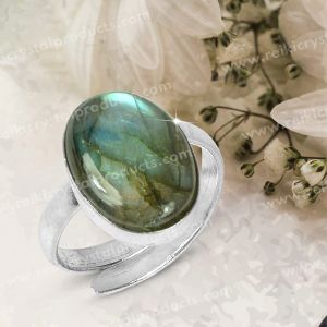 Natural Labradorite Crystal Gemstone Adjustable Ring