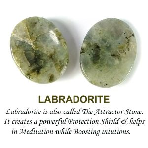 Labradorite Worry Stone Palm Stone Crystal Cabochons Oval Shape for Reiki Healing and Crystal Healing Stone Pack of 2 