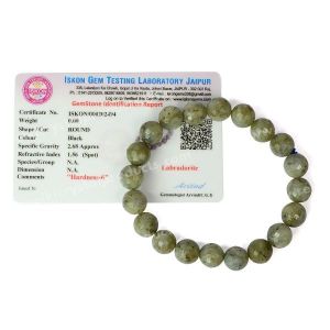 Certified Labradorite 10 Mm Faceted Bead Bracelet 