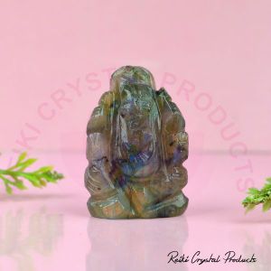 Natural Labradorite Crystal Stone Ganesha Idol