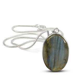 AAA Quality Labradorite Oval Pendant With Chain