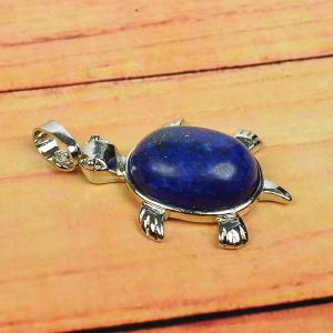 Lapis Lazuli Pendant Turtle Shape for Reiki Healing and Crystal Healing Stone Pendant (Color : Blue)
